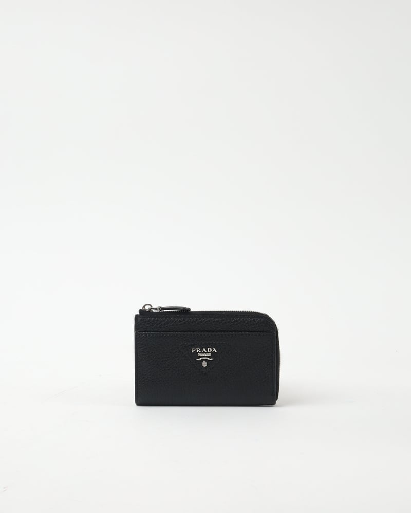 PRADA Vitello Daino Zipped Card Holder Purse