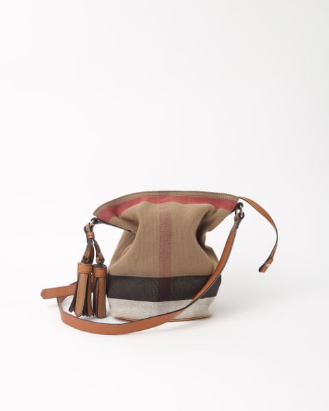 BURBERRY Ashby Check Bucket Bag