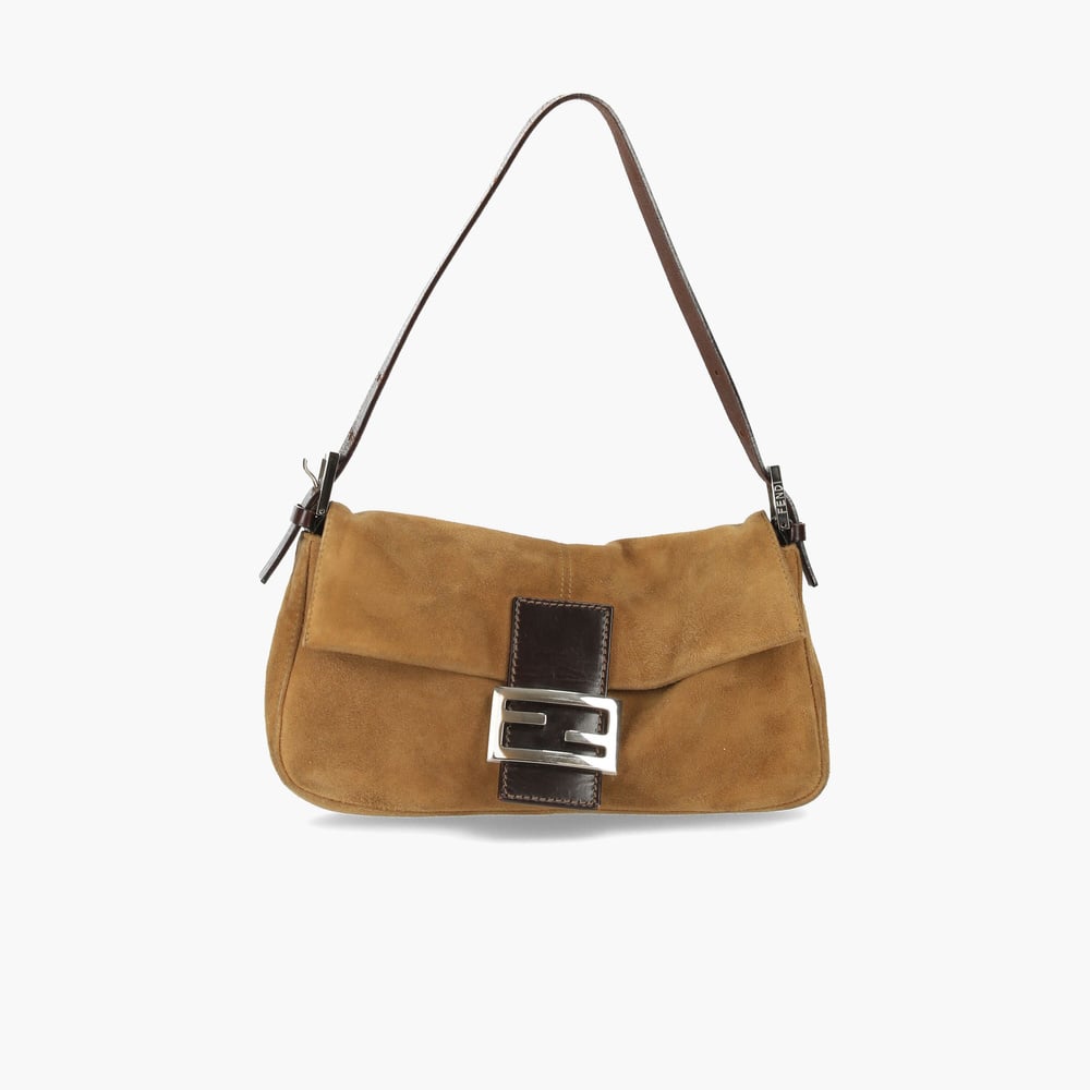 FENDI Suede Baguette Shoulder Bag