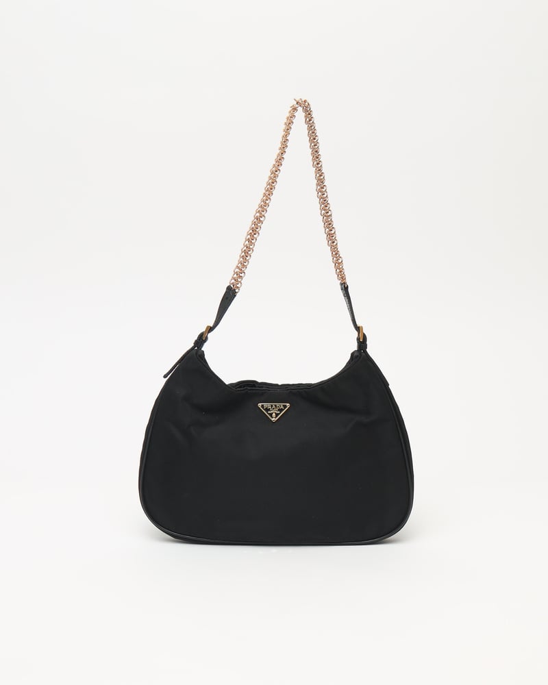 PRADA Tessuto Chain Hobo Bag