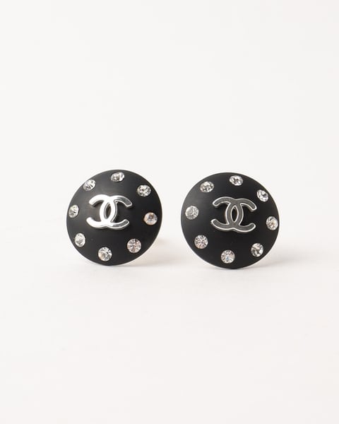 CHANEL Vintage Earrings Rhinestone Clip On