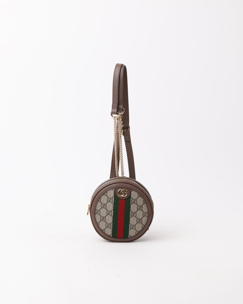 GUCCI GG Supreme Mini Ophidia Round Crossbody Bag