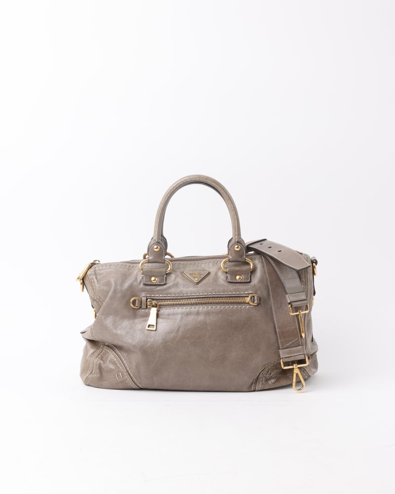 PRADA Vitello Shine Bauletto Bag