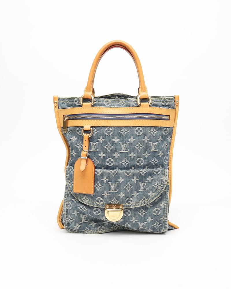 LOUIS VUITTON Monogram Denim Flat Shopper Bag