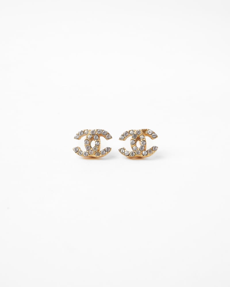 CHANEL Coco Mark Rhinestone Earrings