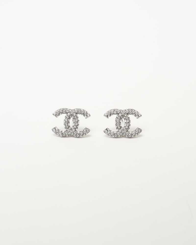 CHANEL Coco Mark Rhinestone Earrings