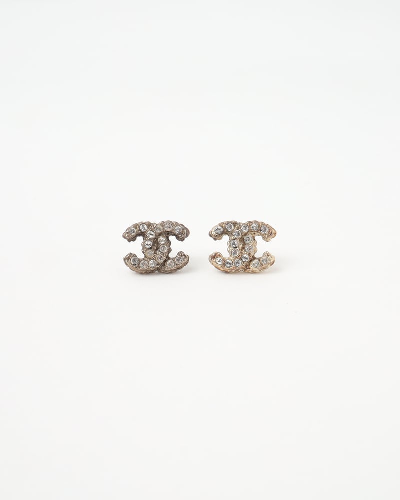 CHANEL Coco Mark Rhinestone Earrings