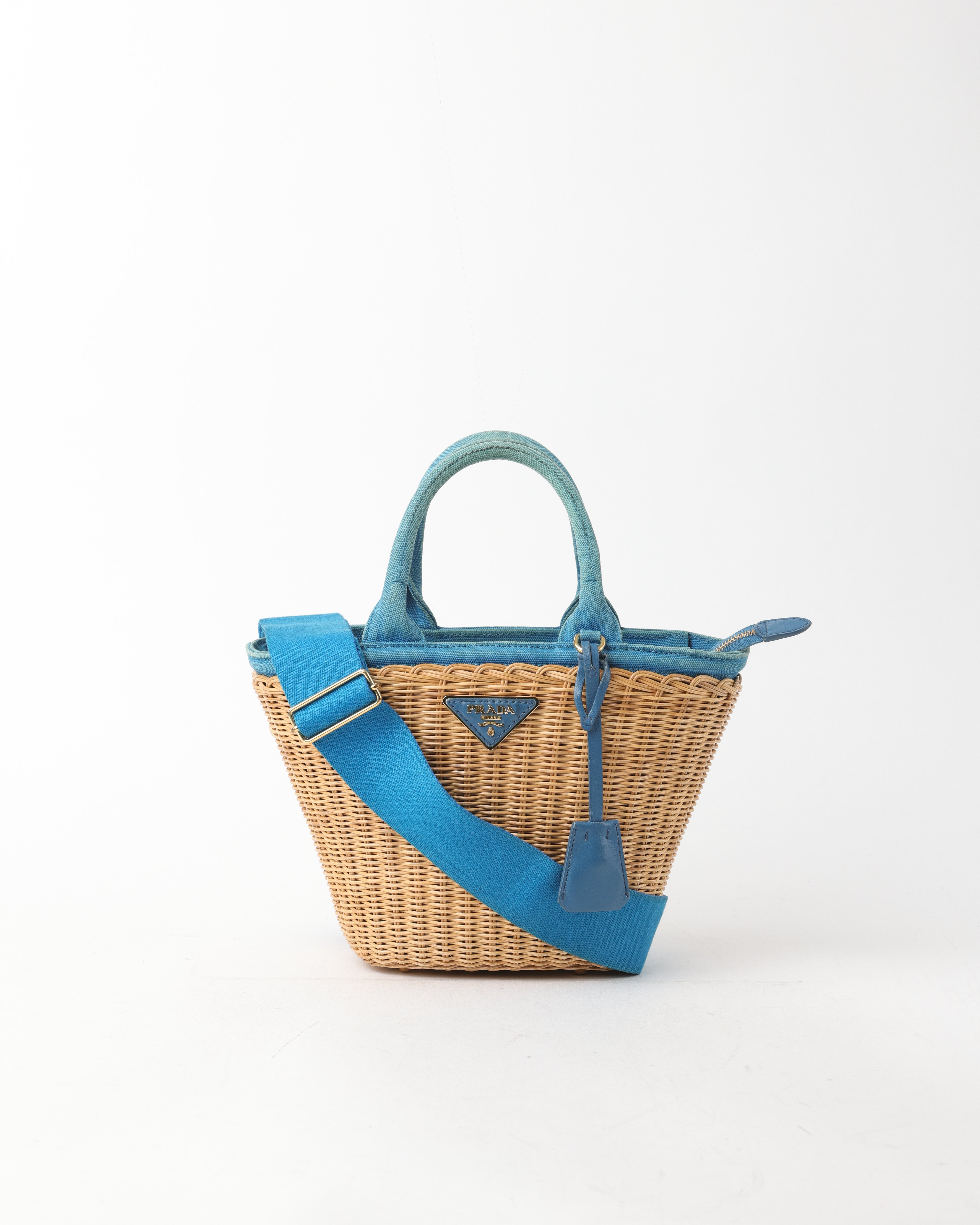 PRADA Wicker Canapa Basket Bag