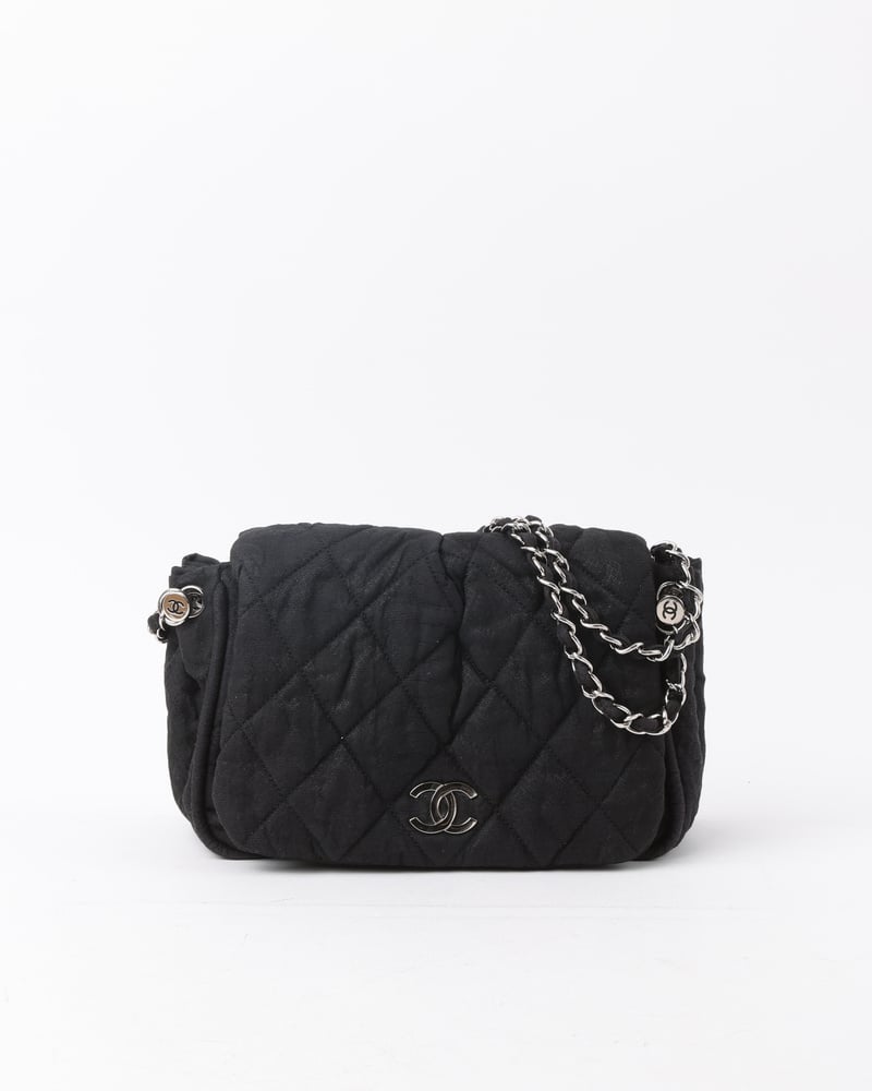 CHANEL Crinkled Coated Single Flap Bag