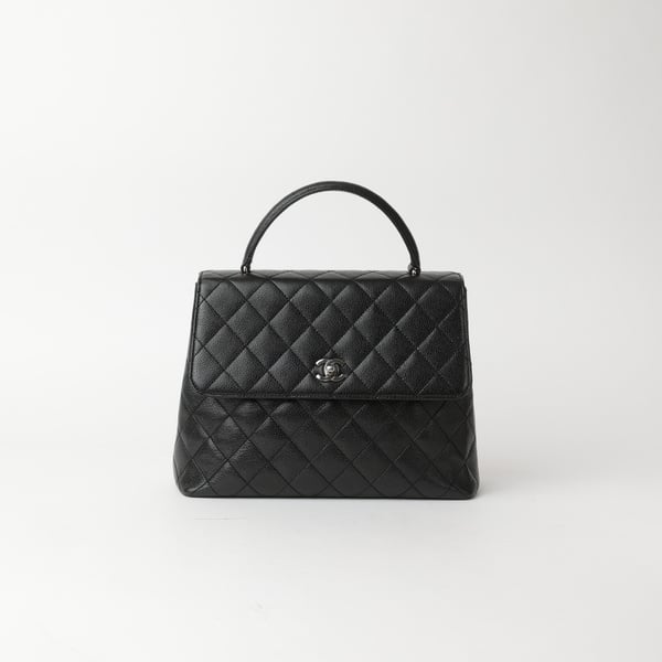 CHANEL Caviar Kelly Top Handle Flap Bag