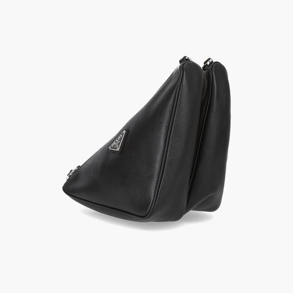 PRADA Saffiano Triangle Double Messenger Bag