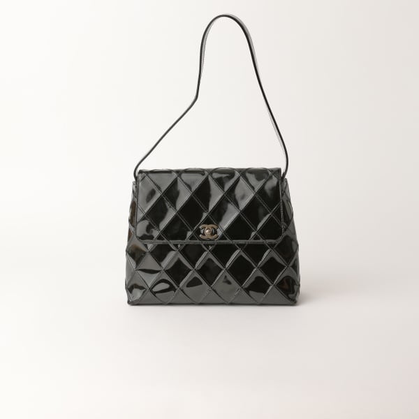 CHANEL Patent Quilted Shoulder Bag