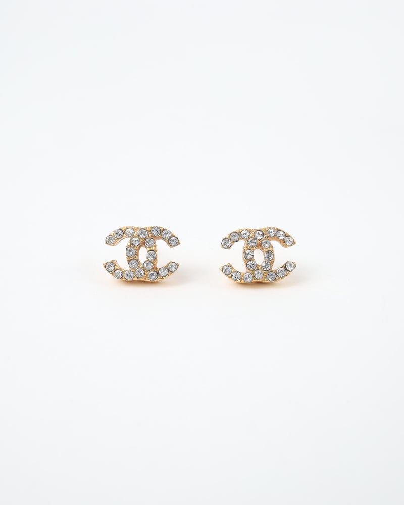 CHANEL Coco Mark Rhinestone Earrings