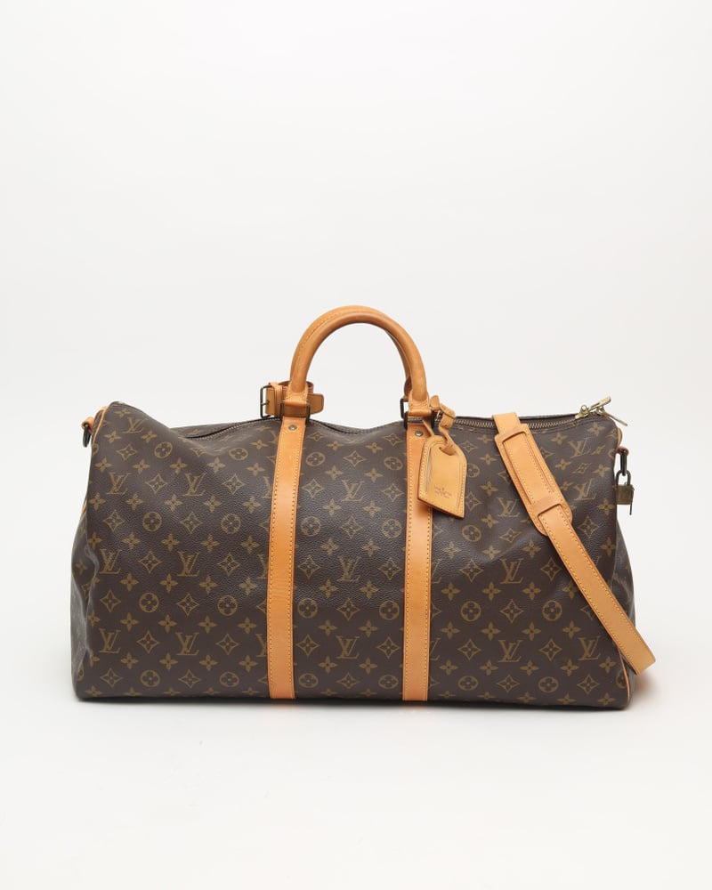 LOUIS VUITTON Monogram Keepall Bandoulière 55 Weekend Bag