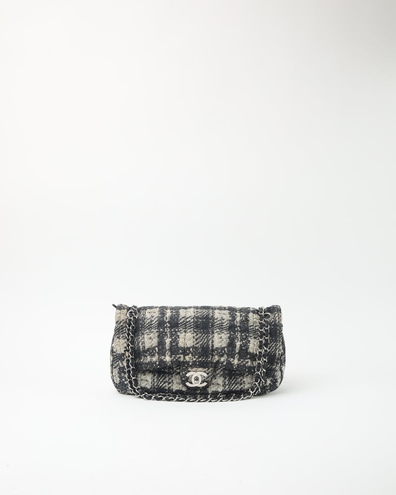 CHANEL Nylon Tweed Printed Flap Bag