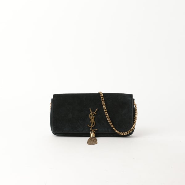 SAINT LAURENT Classic Monogram Suede Kate Tassel Chain Bag