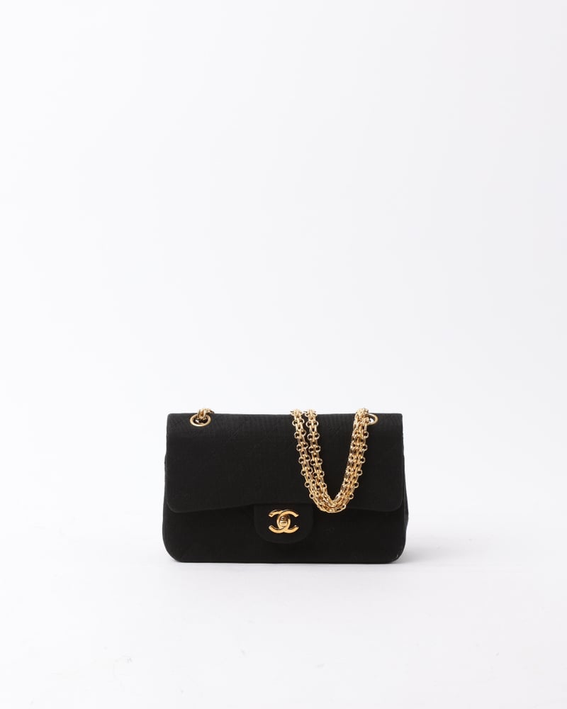 CHANEL Small Classic Jersey Double Flap Bag