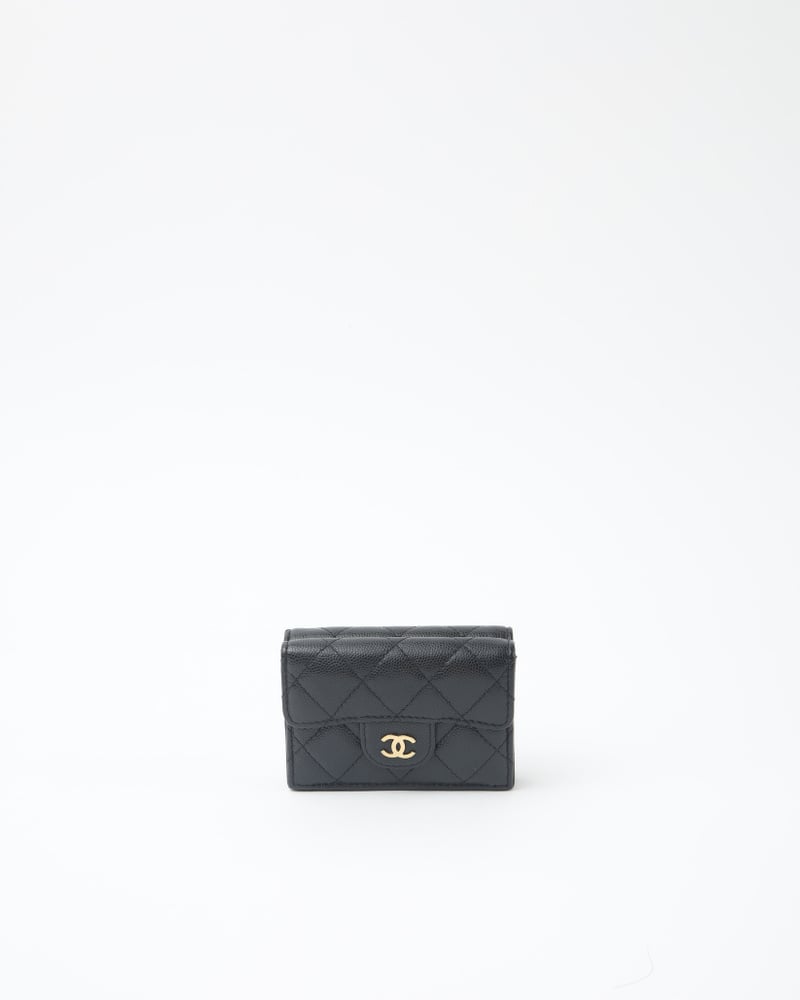 CHANEL Caviar Tri-Fold Compact Wallet