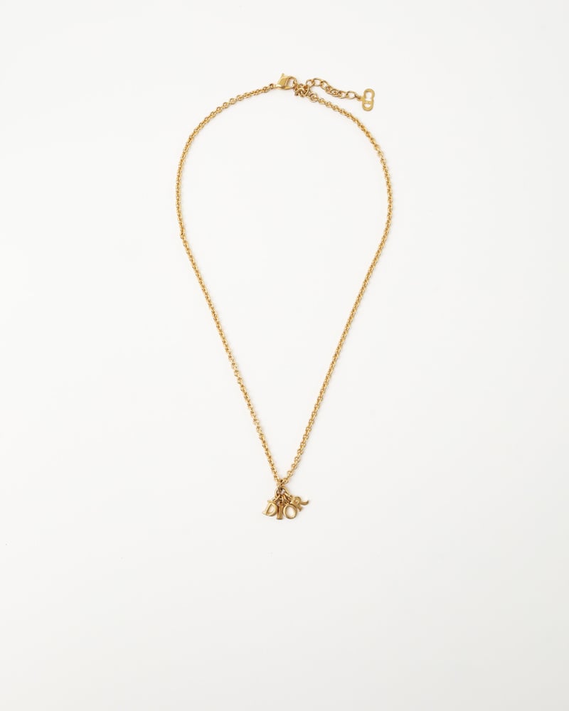 CHRISTIAN DIOR Logo Charm Necklace