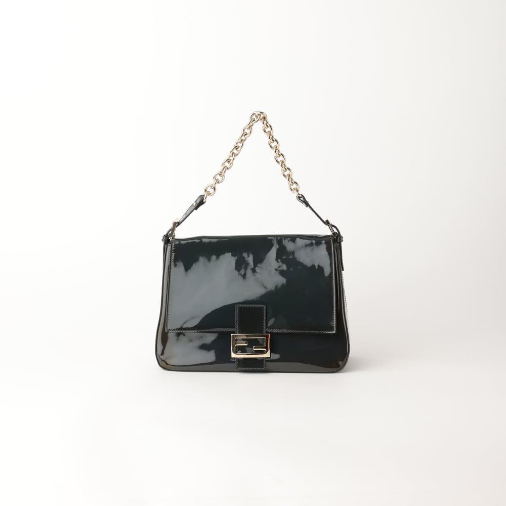 FENDI Patent Chain Mamma Baguette Bag