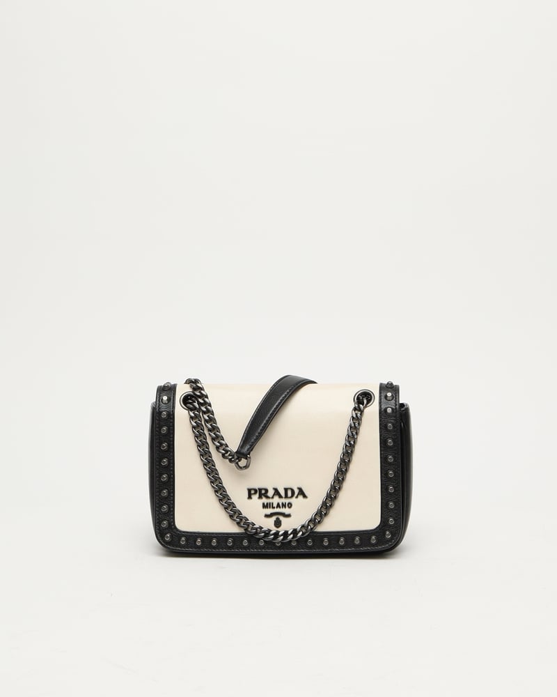 PRADA Glace Studded Crossbody Bag