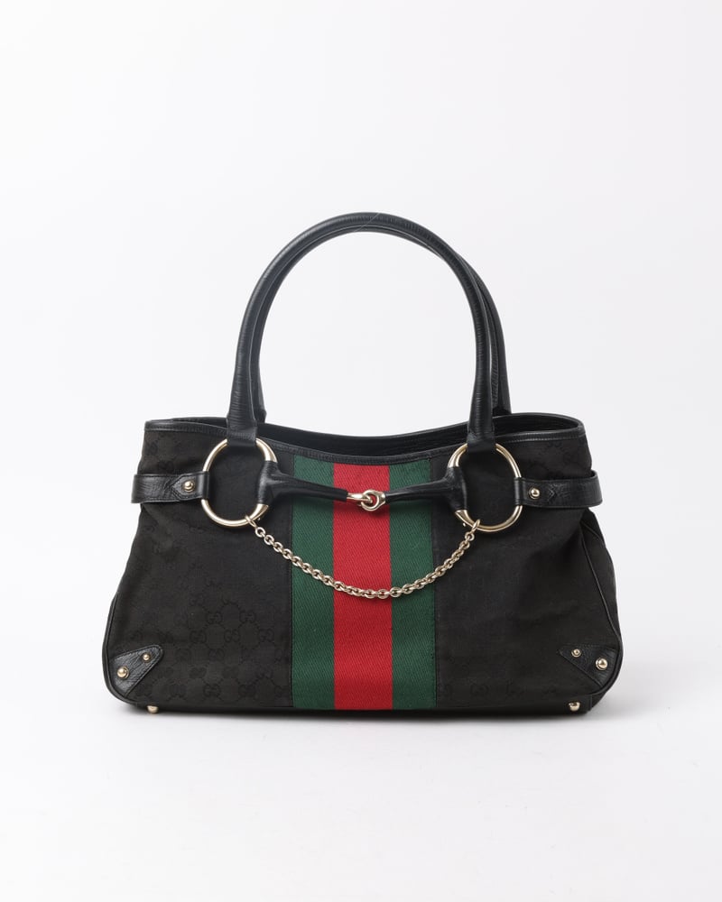 GUCCI Web Horsebit Tote Bag