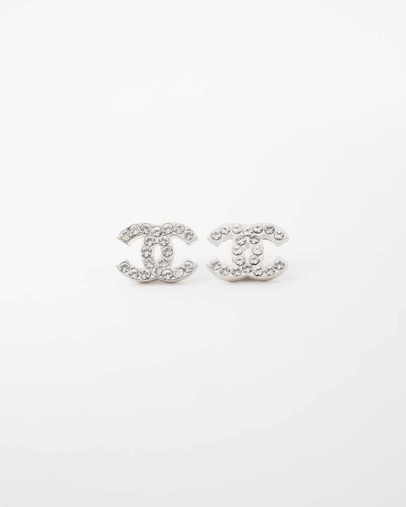 CHANEL Coco Mark Rhinestone Earrings