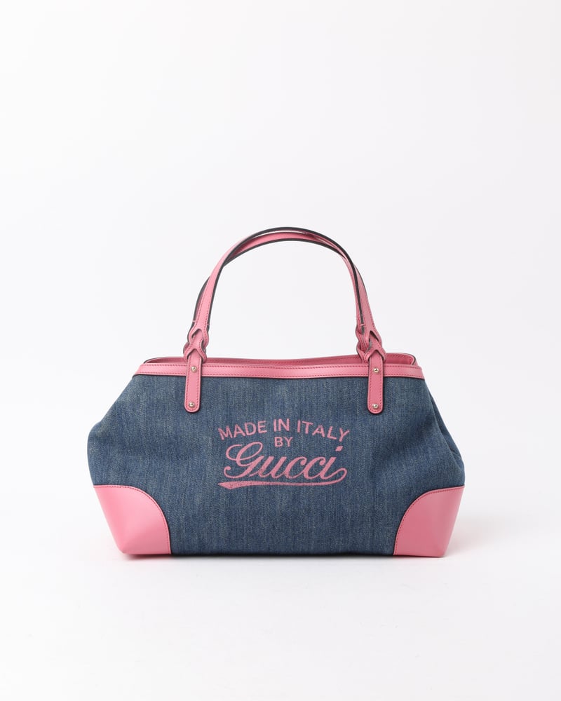 GUCCI Denim Logo Tote