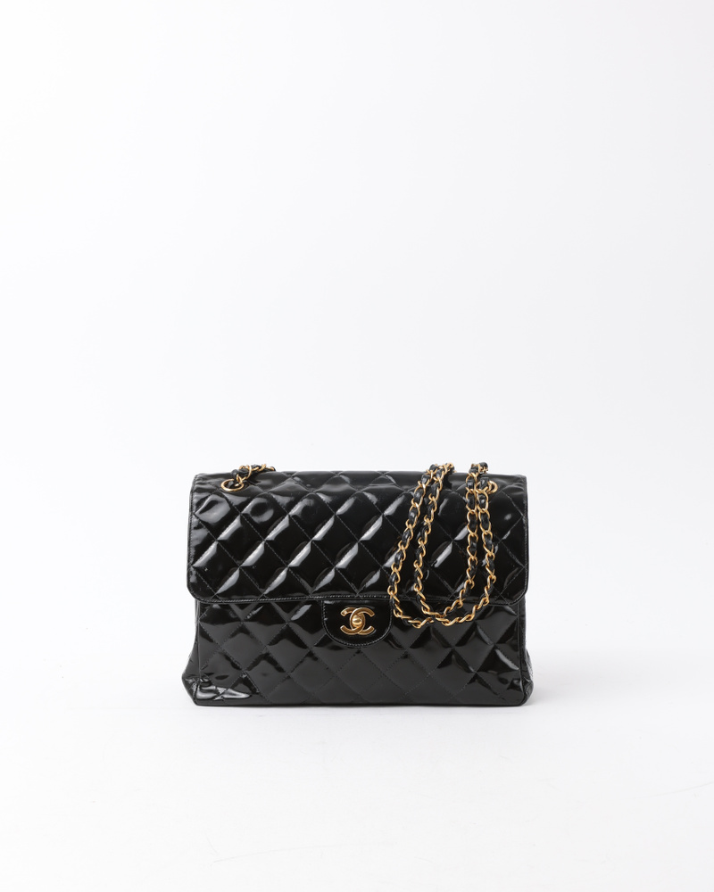 CHANEL Patent Two-Face Jumbo Flap Bag