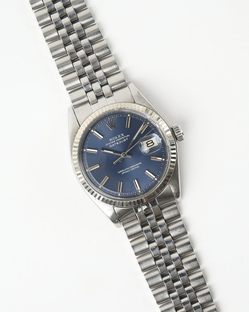 ROLEX Datejust 36mm Ref 1601 Mint Blue Dial Watch