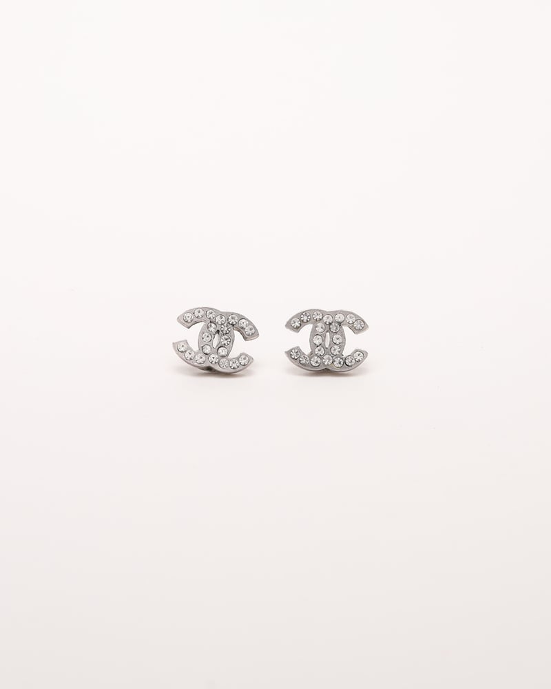 CHANEL Coco Mark Rhinestone Earrings