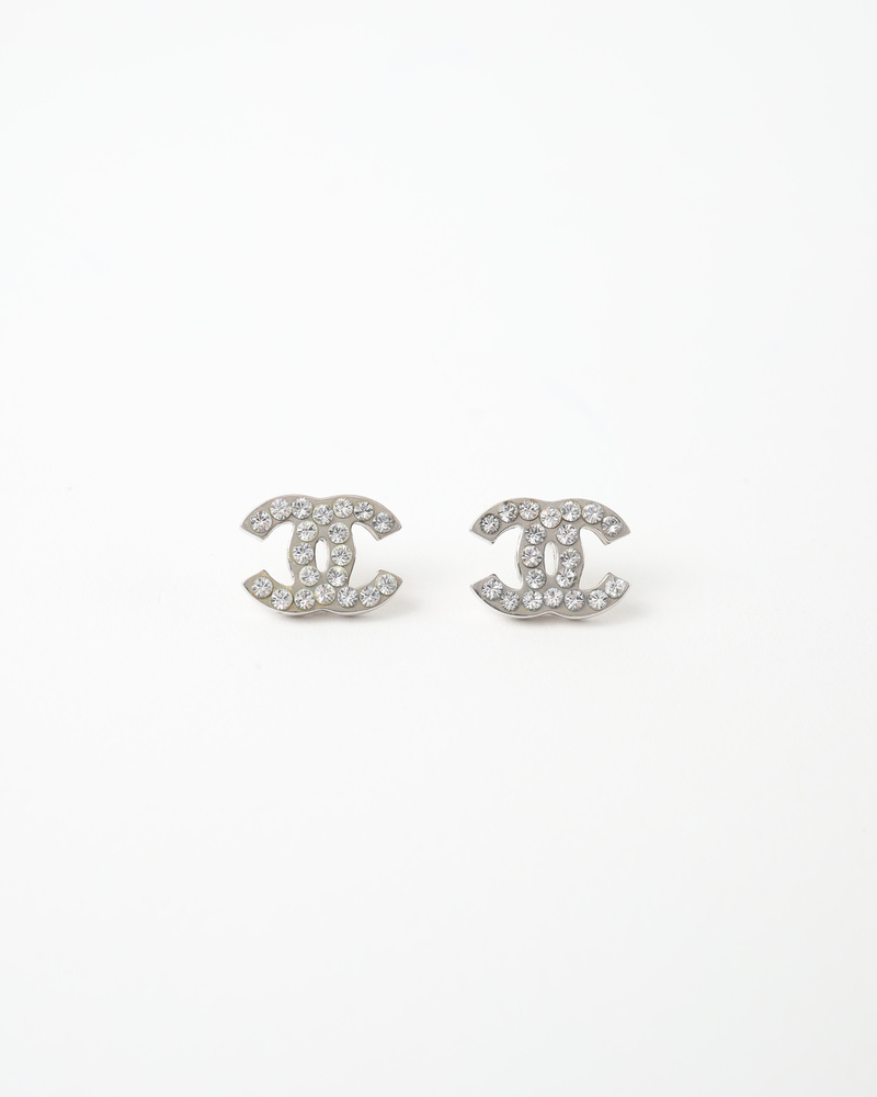 CHANEL CC Rhinestone Earrings