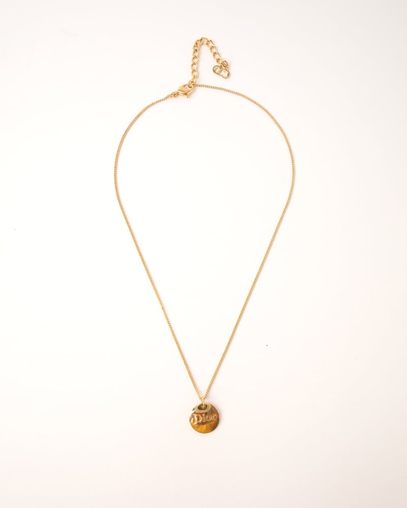 CHRISTIAN DIOR Logo Plate Necklace