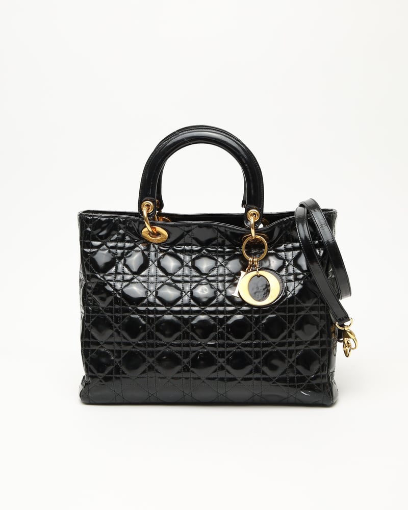 CHRISTIAN DIOR Large Patent Lady Dior Bag