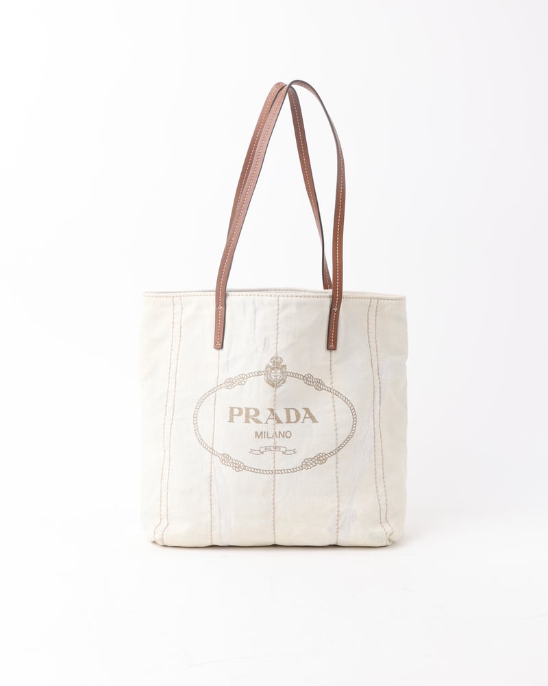 PRADA Denim Logo Tote Bag