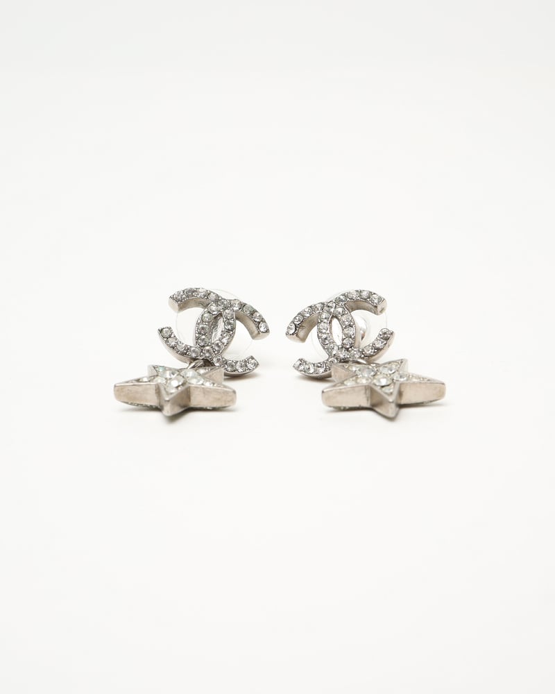 CHANEL Coco Mark Icon Series Rhinestone Earrings