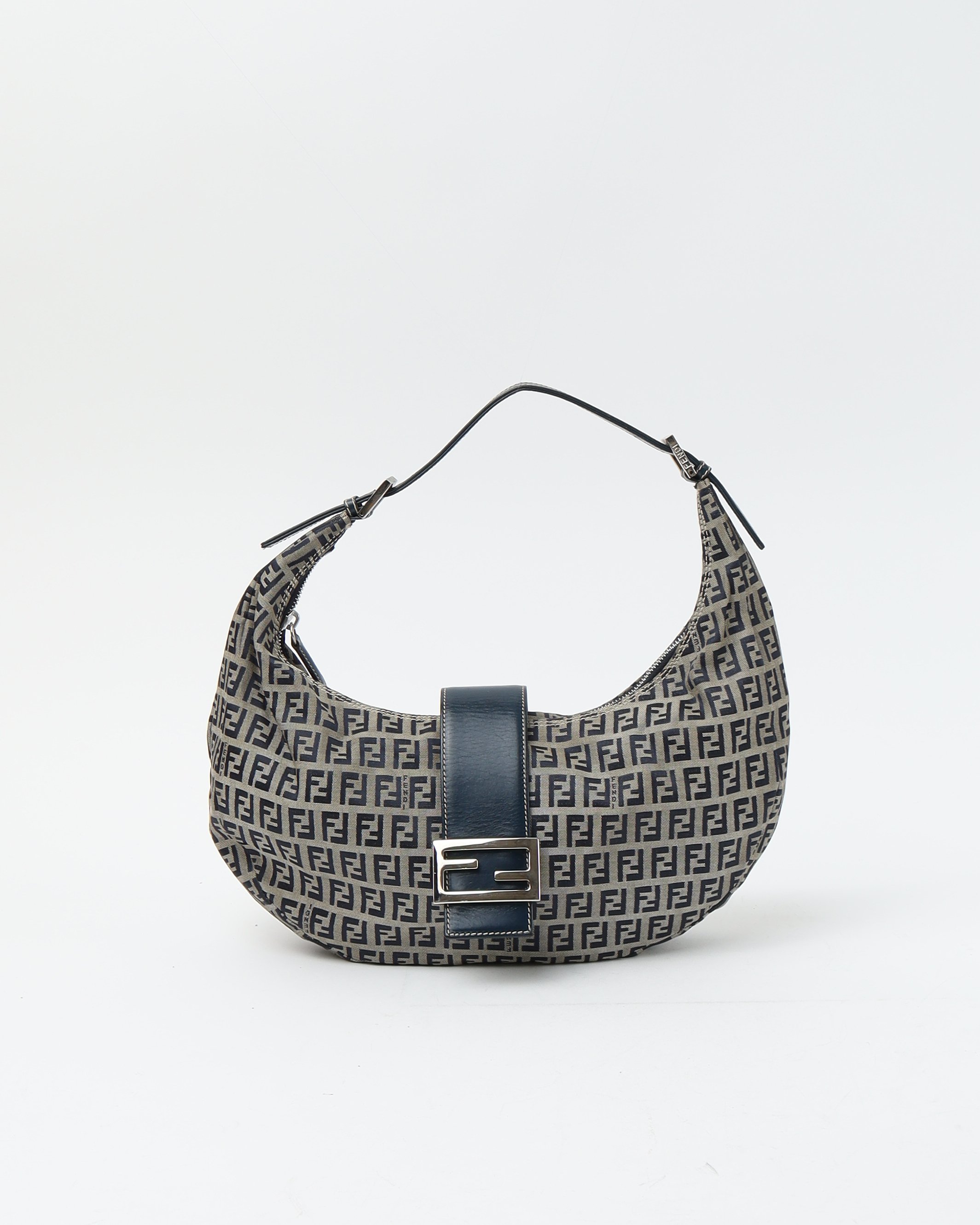 FENDI Zucchino Half Moon Shoulder Bag