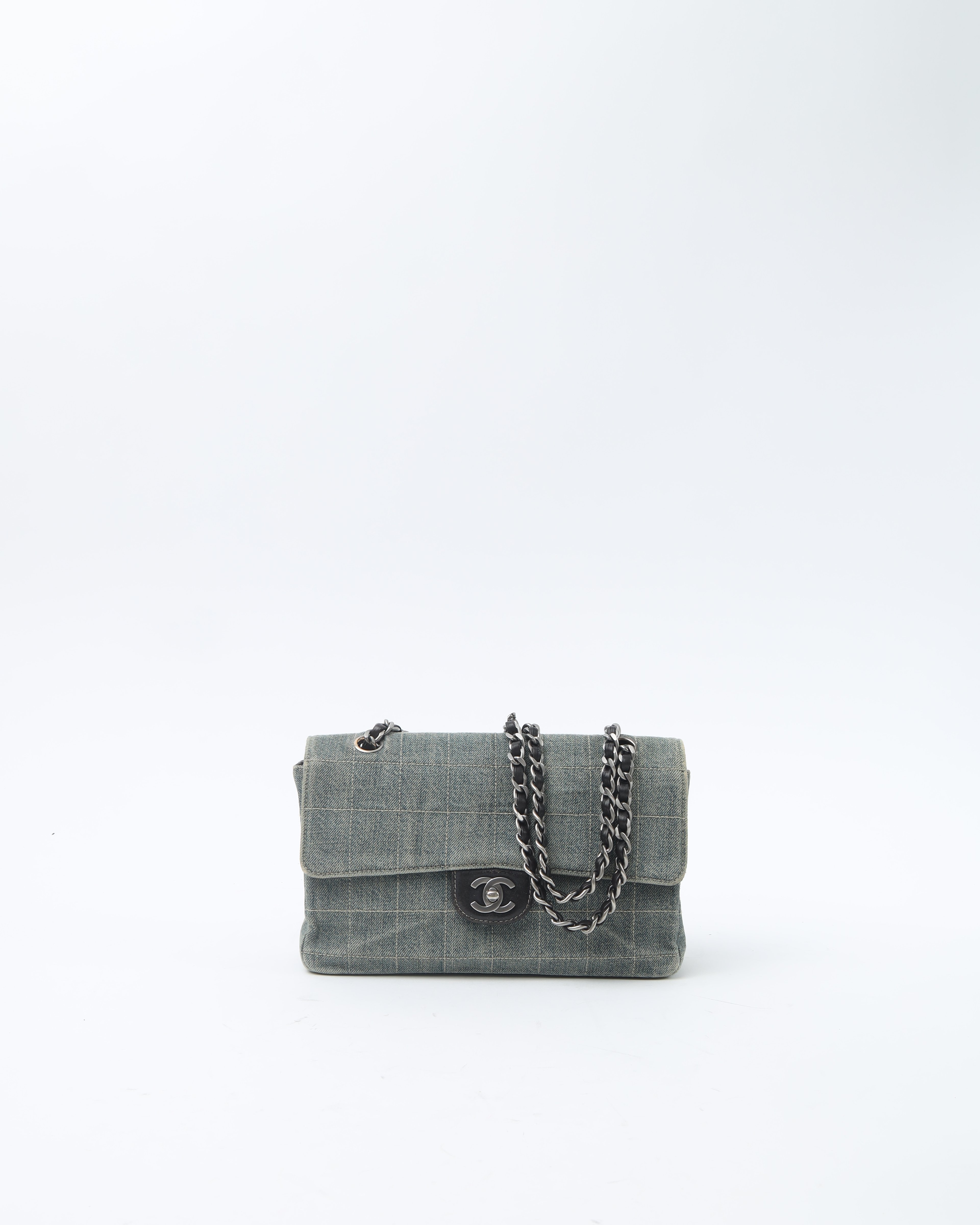 CHANEL Medium Denim Chocolate Bar Single Flap Bag