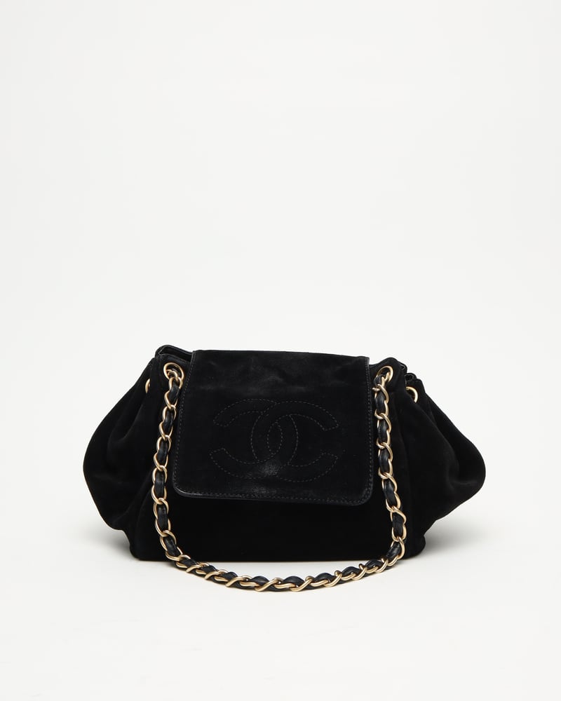 CHANEL Suede Accordion Flap Bag