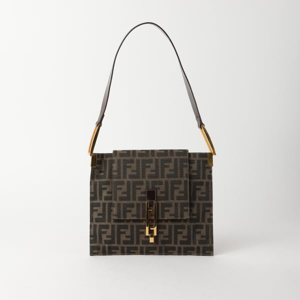 FENDI Zucca Turn-Lock Shoulder Bag