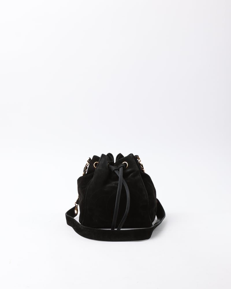 CHANEL CC Suede Bucket Bag