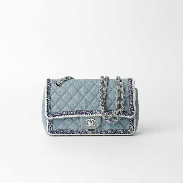 CHANEL Denim Braided Classic Medium Flap Bag