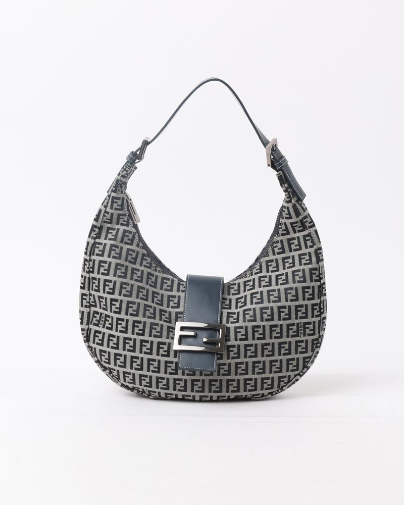 FENDI Zucchino Half Moon Shoulder Bag