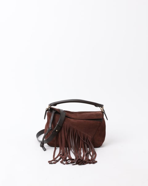 LOEWE Small Suede Fringe Puzzle Bag