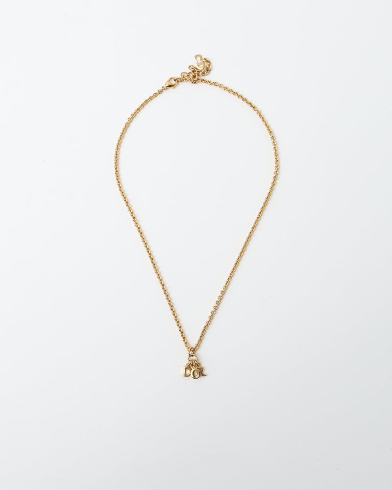 CHRISTIAN DIOR Logo Swing Charm Necklace