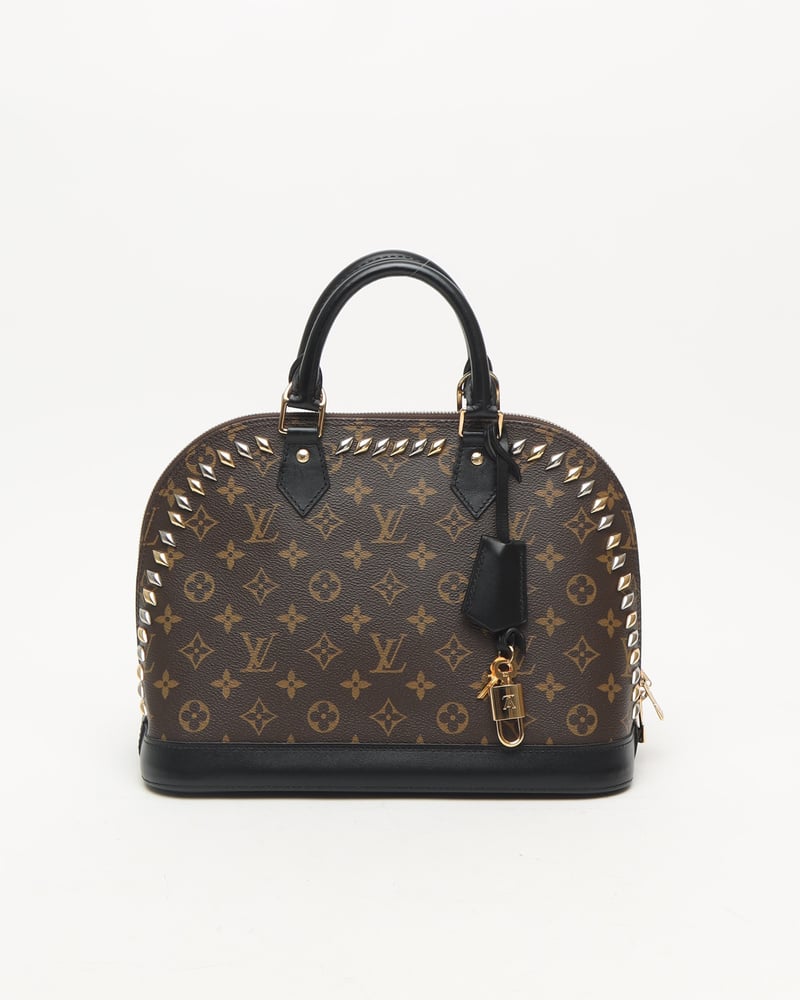 LOUIS VUITTON Monogram Macassar Studded Alma PM Bag