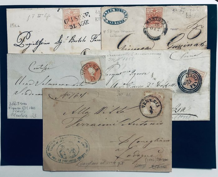 Østrig 1858/1861 - Østrig Lombardo Veneto 1850/1867 lotto 5 lettere komplet