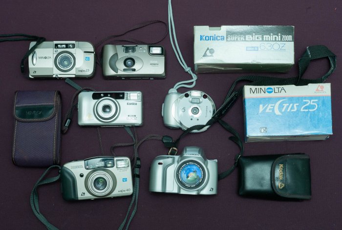 Fuji, Kodak, Konica, Minolta, Olympus 6 APS-c compact camera's (not tested) Analogt kompaktkamera