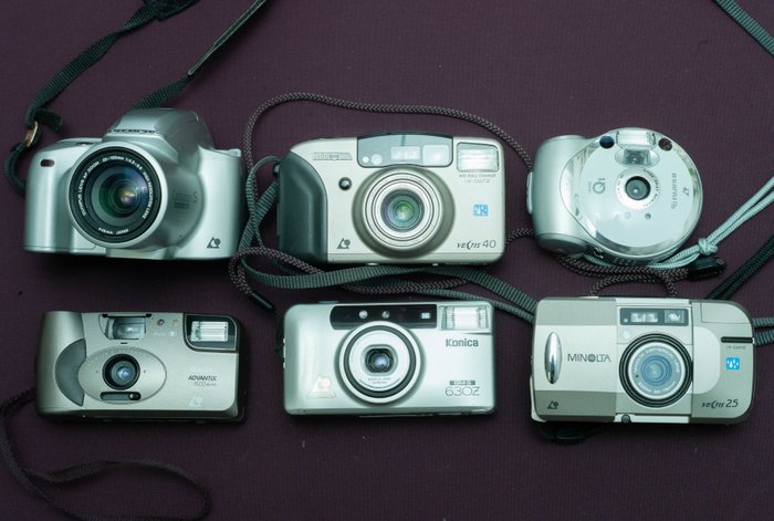 Fuji, Kodak, Konica, Minolta, Olympus 6 APS-c compact camera's (not tested) Analogt kompaktkamera