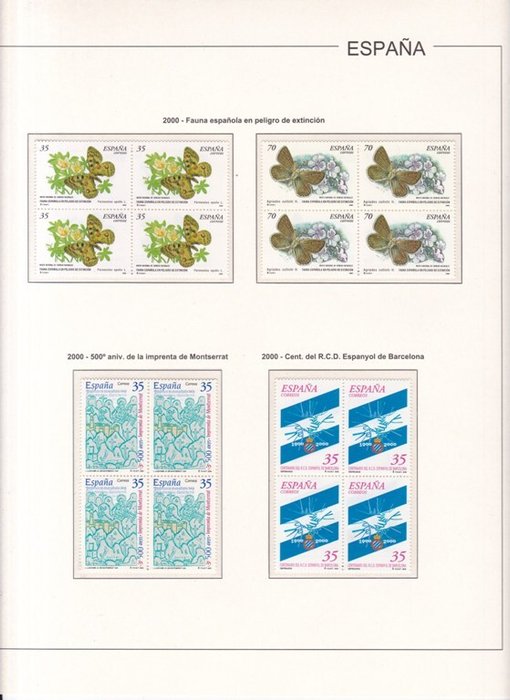 Spanien  - Samling 2000 - Monteret på Edifil plader - Blokke 4 - God stand.